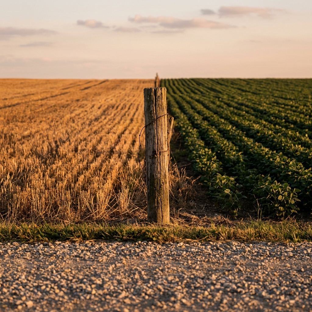 Farmland along a gravel road in Rome Township